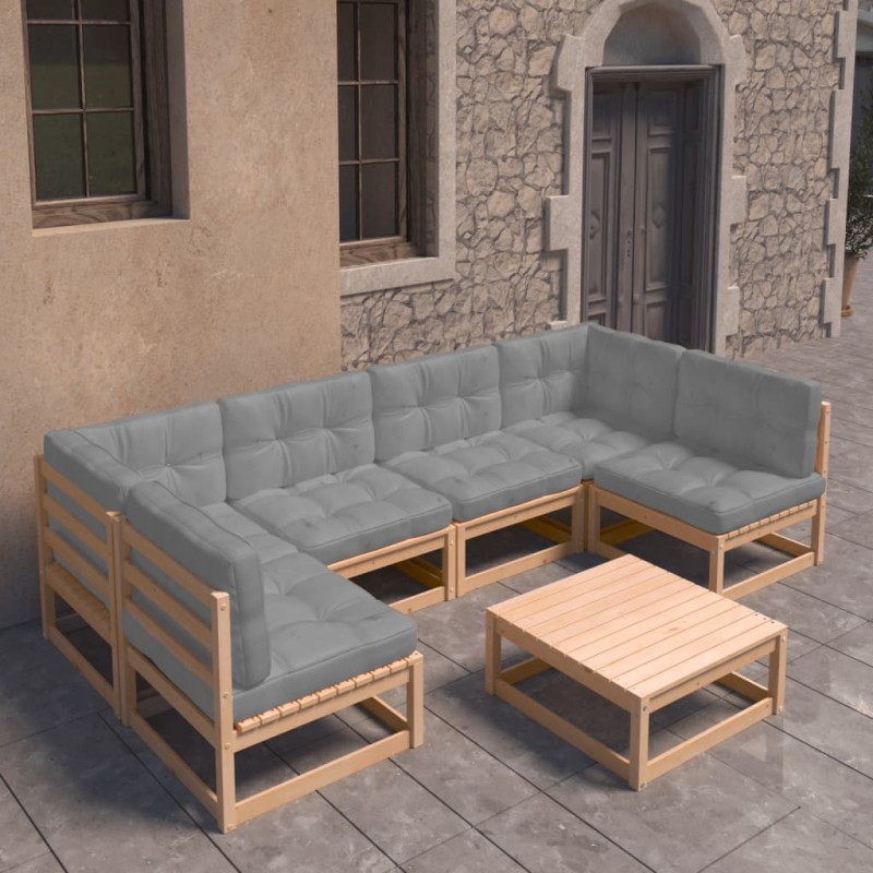 vidaXL 7-tlg. Garten-Lounge-Set mit Kissen Massivholz Kiefer vidaXL 7-tlg. Garten-Lounge-Set mit Kissen Massivholz Kiefer