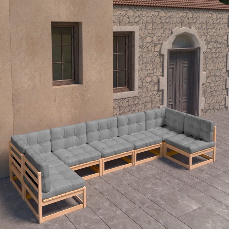 vidaXL 7-tlg. Garten-Lounge-Set mit Kissen Kiefer Massivholz vidaXL 7-tlg. Garten-Lounge-Set mit Kissen Kiefer Massivholz