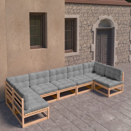 vidaXL 7-tlg. Garten-Lounge-Set mit Kissen Kiefer Massivholz