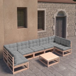 vidaXL 8-tlg. Garten-Lounge-Set mit Kissen Kiefer Massivholz