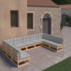 vidaXL 9-tlg. Garten-Lounge-Set mit Kissen Kiefer Massivholz