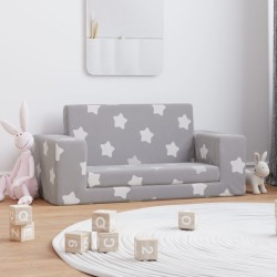 2-Sitzer Schlafsofa für Kinder Hellgrau Sterne Weicher Plüsch
