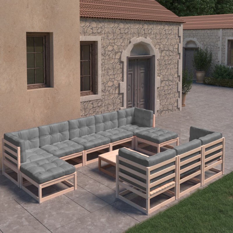 vidaXL 11-tlg. Garten-Lounge-Set mit Kissen Kiefer Massivholz vidaXL 11-tlg. Garten-Lounge-Set mit Kissen Kiefer Massivholz