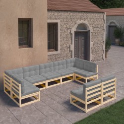 vidaXL 9-tlg. Garten-Lounge-Set mit Kissen Kiefer Massivholz