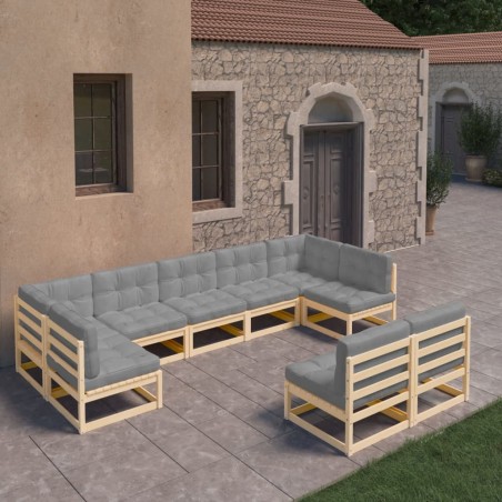 vidaXL 9-tlg. Garten-Lounge-Set mit Kissen Kiefer Massivholz