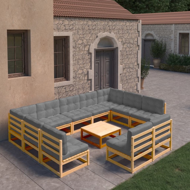 vidaXL 10-tlg. Garten-Lounge-Set mit Kissen Kiefer Massivholz vidaXL 10-tlg. Garten-Lounge-Set mit Kissen Kiefer Massivholz