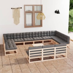 vidaXL 14-tlg. Garten-Lounge-Set mit Kissen Kiefer Massivholz