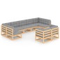 vidaXL 9-tlg. Garten-Lounge-Set mit Kissen Kiefer Massivholz vidaXL 9-tlg. Garten-Lounge-Set mit Kissen Kiefer Massivholz