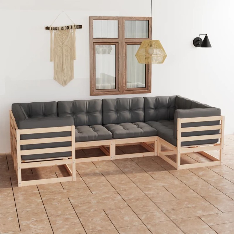 vidaXL 6-tlg. Garten-Lounge-Set mit Kissen Kiefer Massivholz vidaXL 6-tlg. Garten-Lounge-Set mit Kissen Kiefer Massivholz
