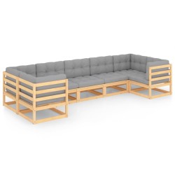 vidaXL 7-tlg. Garten-Lounge-Set mit Kissen Massivholz Kiefer