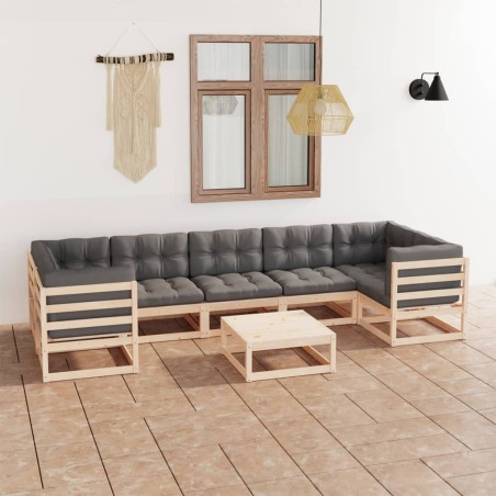 vidaXL 8-tlg. Garten-Lounge-Set mit Kissen Kiefer Massivholz