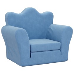 Schlafsofa für Kinder Blau Weicher Plüsch