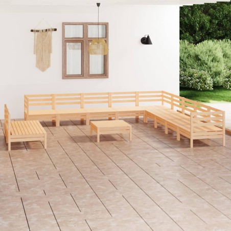 vidaXL 12-tlg. Garten-Lounge-Set Massivholz Kiefer