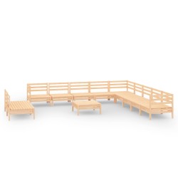 vidaXL 12-tlg. Garten-Lounge-Set Massivholz Kiefer