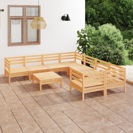 vidaXL 9-tlg. Garten-Lounge-Set Massivholz Kiefer