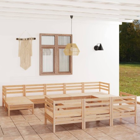 vidaXL 11-tlg. Garten-Lounge-Set Massivholz Kiefer