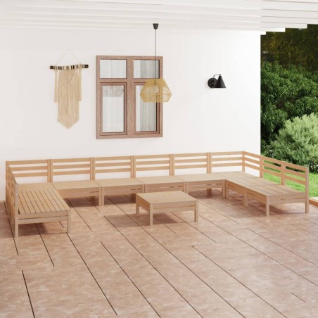 vidaXL 11-tlg. Garten-Lounge-Set Massivholz Kiefer