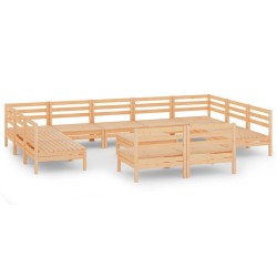 vidaXL 12-tlg. Garten-Lounge-Set Massivholz Kiefer