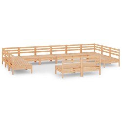 vidaXL 12-tlg. Garten-Lounge-Set Massivholz Kiefer