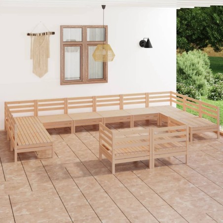 vidaXL 12-tlg. Garten-Lounge-Set Massivholz Kiefer
