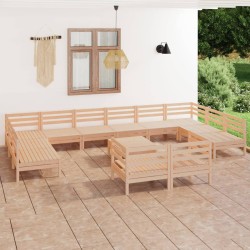 vidaXL 13-tlg. Garten-Lounge-Set Massivholz Kiefer