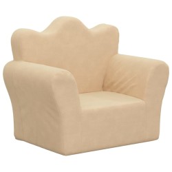 Kindersofa Creme Weich Plüsch