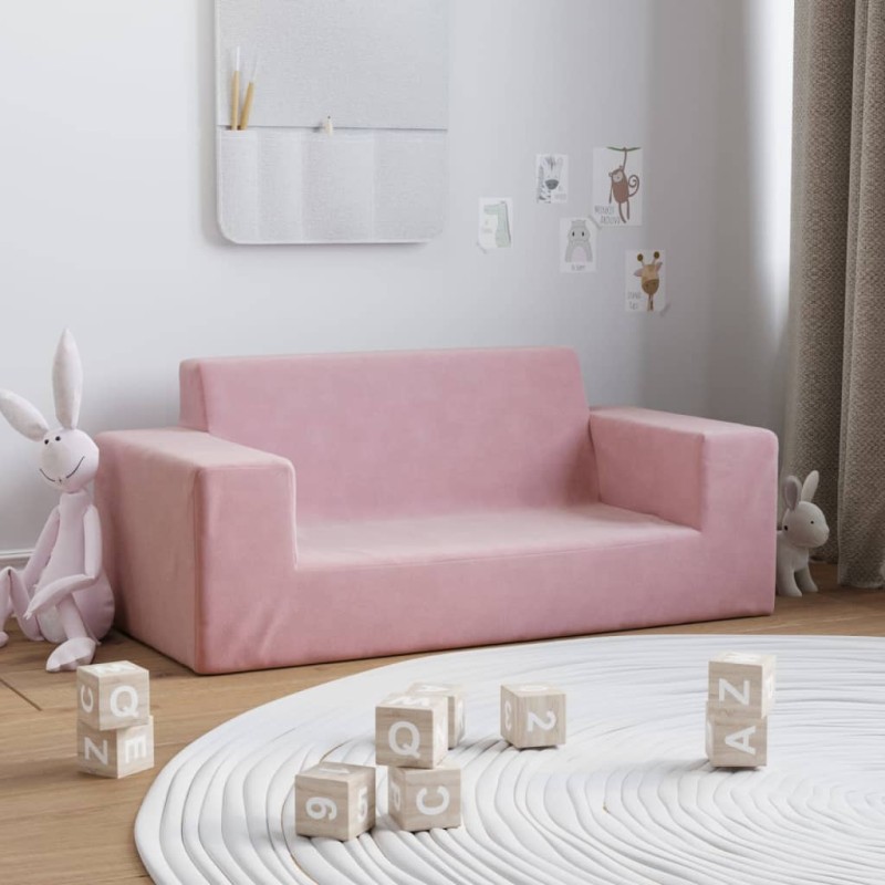 Kindersofa 2-Sitzer Rosa Weich Plüsch Kindersofa 2-Sitzer Rosa Weich Plüsch