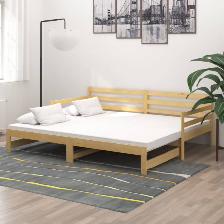 vidaXL Ausziehbares Tagesbett 2x(90x200) cm Massivholz Kiefer