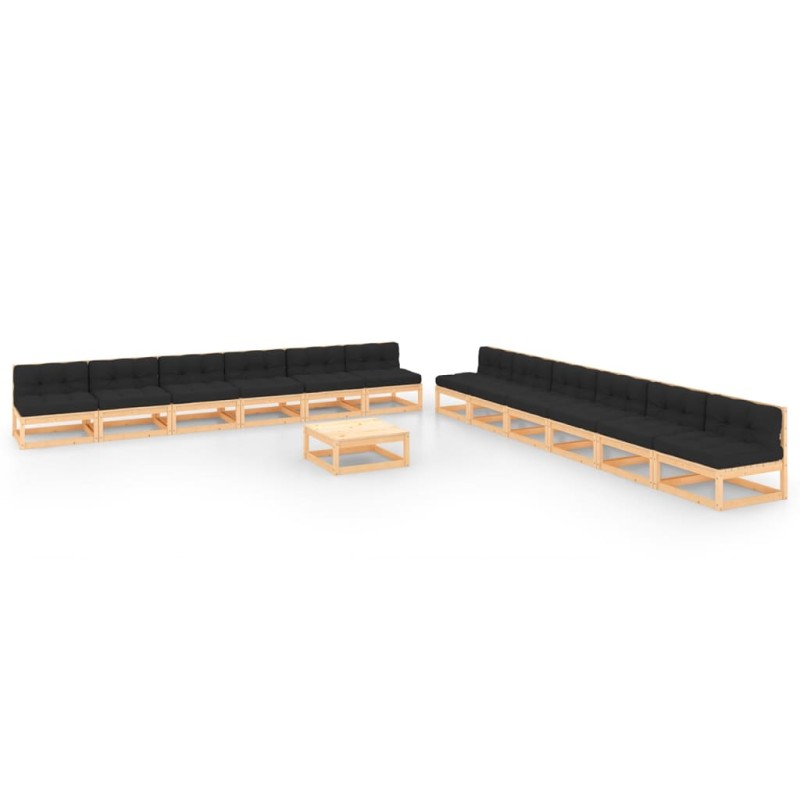 vidaXL 13-tlg. Garten-Lounge-Set mit Kissen Massivholz Kiefer vidaXL 13-tlg. Garten-Lounge-Set mit Kissen Massivholz Kiefer