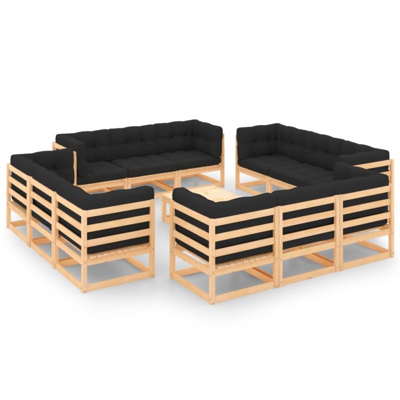 vidaXL 13-tlg. Garten-Lounge-Set mit Kissen Massivholz Kiefer vidaXL 13-tlg. Garten-Lounge-Set mit Kissen Massivholz Kiefer