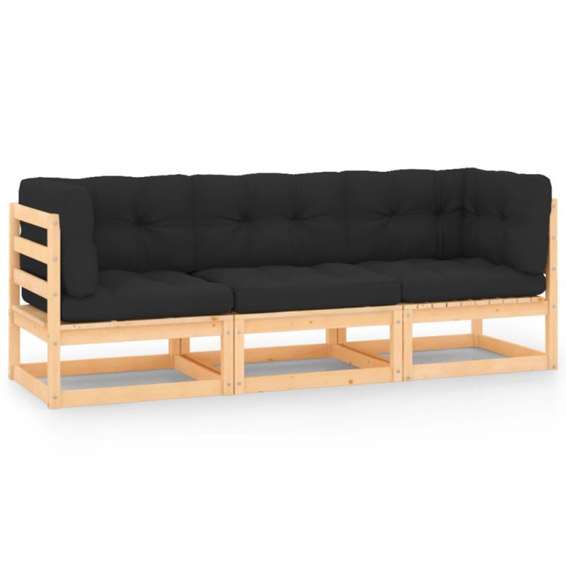 vidaXL 3-tlg. Garten-Lounge-Set mit Kissen Kiefer Massivholz vidaXL 3-tlg. Garten-Lounge-Set mit Kissen Kiefer Massivholz