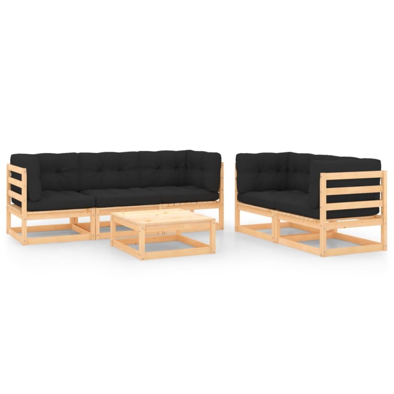 vidaXL 6-tlg. Garten-Lounge-Set mit Kissen Massivholz Kiefer vidaXL 6-tlg. Garten-Lounge-Set mit Kissen Massivholz Kiefer