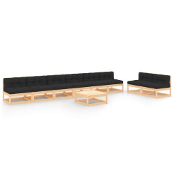 vidaXL 9-tlg. Garten-Lounge-Set mit Kissen Kiefer Massivholz