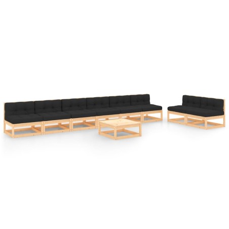 vidaXL 9-tlg. Garten-Lounge-Set mit Kissen Kiefer Massivholz