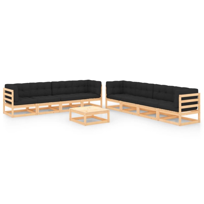 vidaXL 9-tlg. Garten-Lounge-Set mit Kissen Kiefer Massivholz vidaXL 9-tlg. Garten-Lounge-Set mit Kissen Kiefer Massivholz