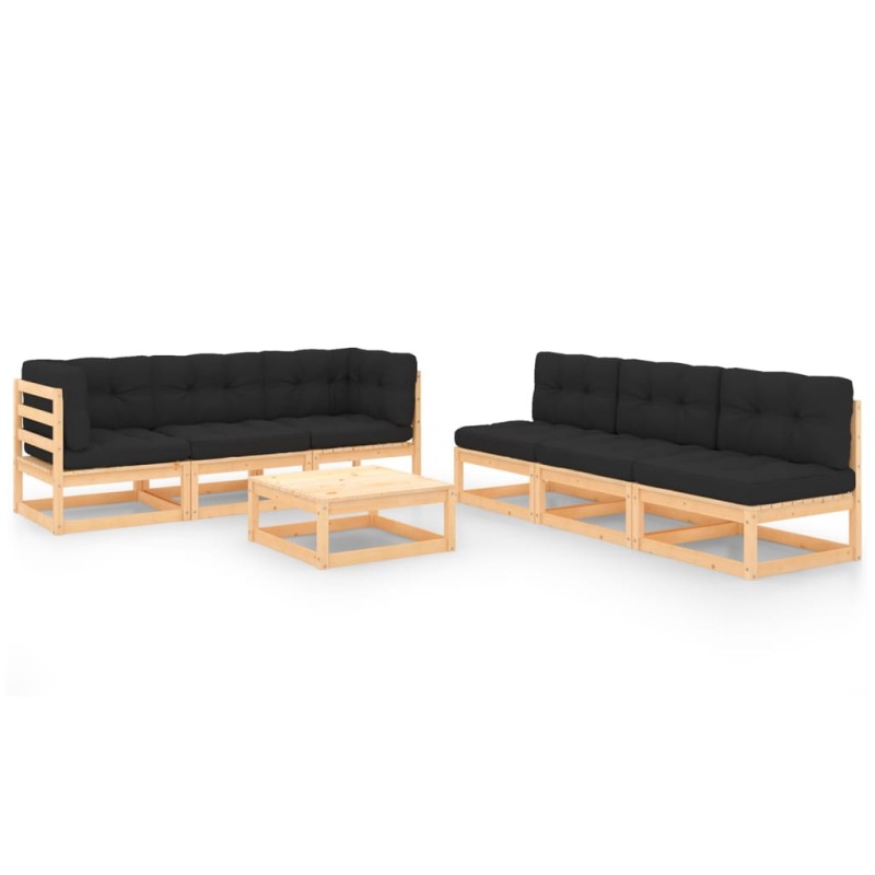 vidaXL 7-tlg. Garten-Lounge-Set mit Kissen Kiefer Massivholz vidaXL 7-tlg. Garten-Lounge-Set mit Kissen Kiefer Massivholz