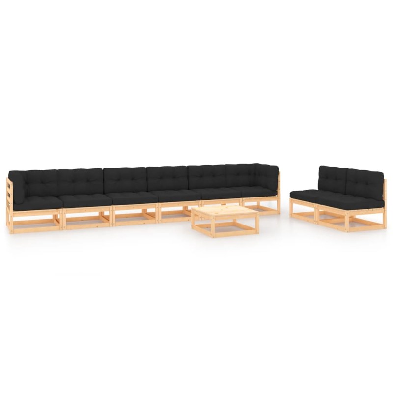 vidaXL 9-tlg. Garten-Lounge-Set mit Kissen Massivholz Kiefer vidaXL 9-tlg. Garten-Lounge-Set mit Kissen Massivholz Kiefer