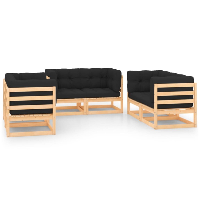 vidaXL 6-tlg. Garten-Lounge-Set mit Kissen Kiefer Massivholz vidaXL 6-tlg. Garten-Lounge-Set mit Kissen Kiefer Massivholz