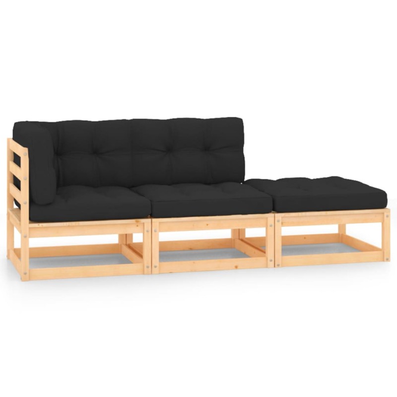 vidaXL 3-tlg. Garten-Lounge-Set mit Kissen Kiefer Massivholz vidaXL 3-tlg. Garten-Lounge-Set mit Kissen Kiefer Massivholz