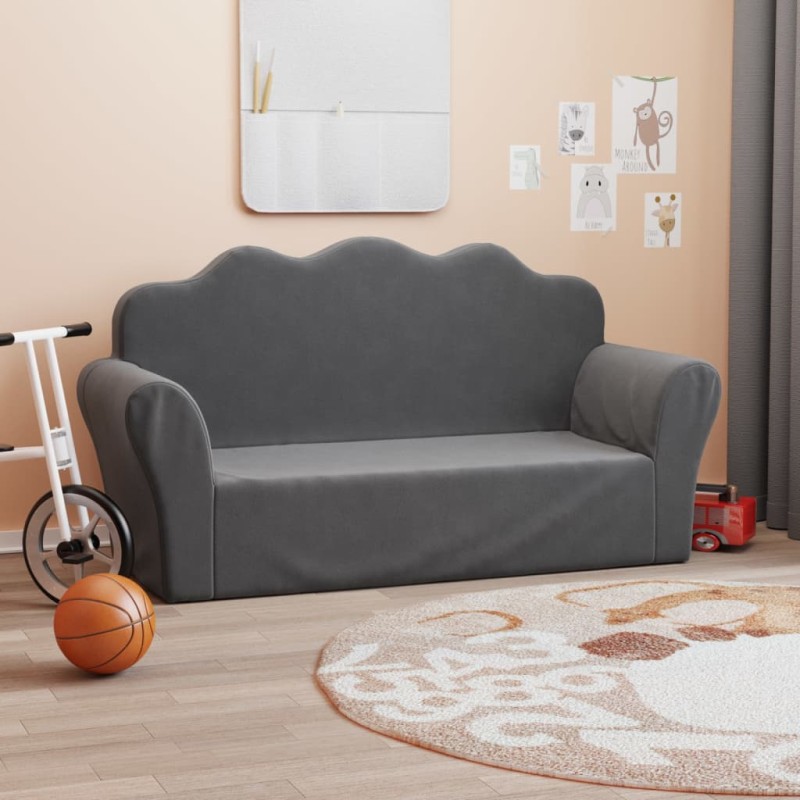 Kindersofa 2-Sitzer Anthrazit Weich Plüsch Kindersofa 2-Sitzer Anthrazit Weich Plüsch