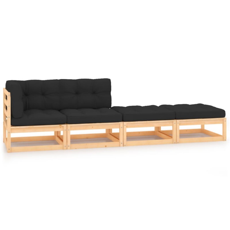 vidaXL 4-tlg. Garten-Lounge-Set mit Kissen Massivholz Kiefer vidaXL 4-tlg. Garten-Lounge-Set mit Kissen Massivholz Kiefer