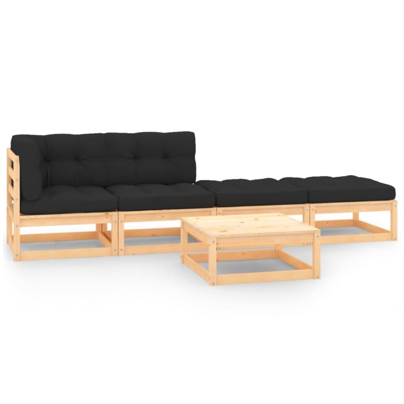 vidaXL 5-tlg. Garten-Lounge-Set mit Kissen Kiefer Massivholz vidaXL 5-tlg. Garten-Lounge-Set mit Kissen Kiefer Massivholz