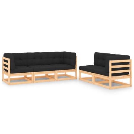 vidaXL 5-tlg. Garten-Lounge-Set mit Kissen Kiefer Massivholz