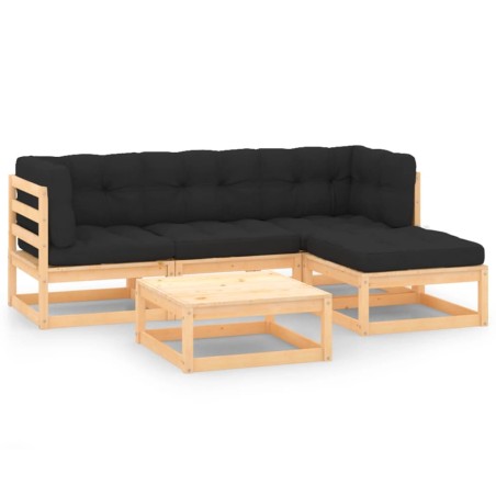 vidaXL 5-tlg. Garten-Lounge-Set mit Kissen Kiefer Massivholz