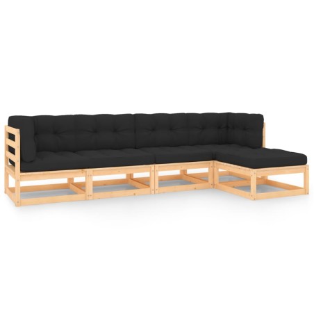 vidaXL 5-tlg. Garten-Lounge-Set mit Kissen Kiefer Massivholz