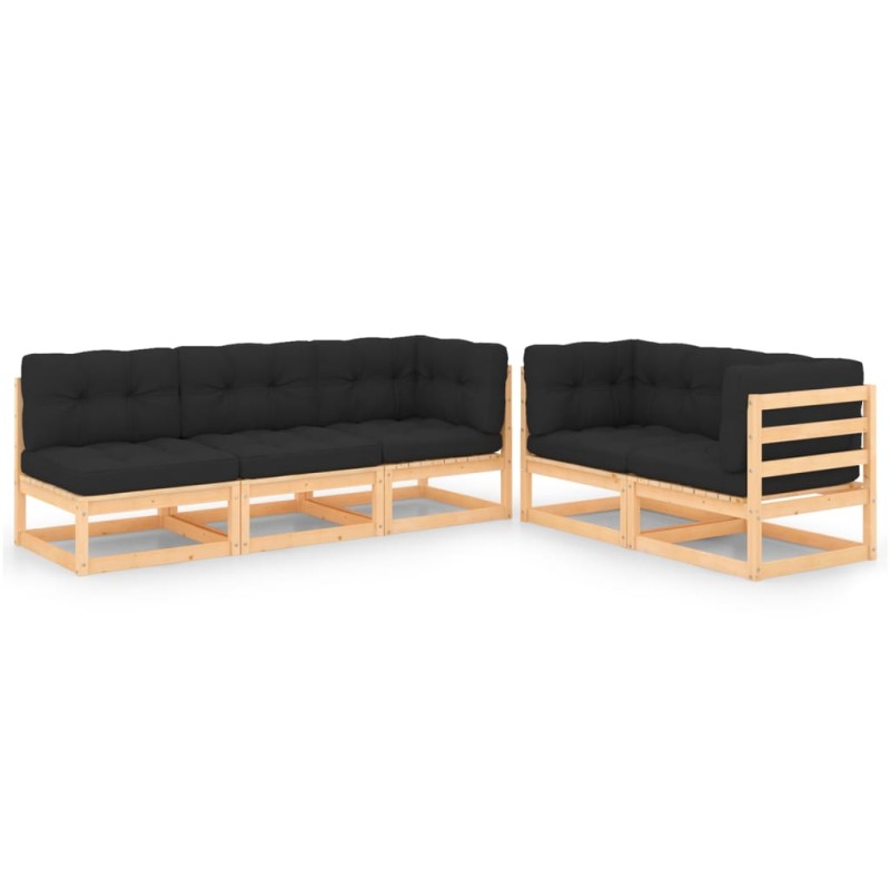vidaXL 5-tlg. Garten-Lounge-Set mit Kissen Kiefer Massivholz vidaXL 5-tlg. Garten-Lounge-Set mit Kissen Kiefer Massivholz