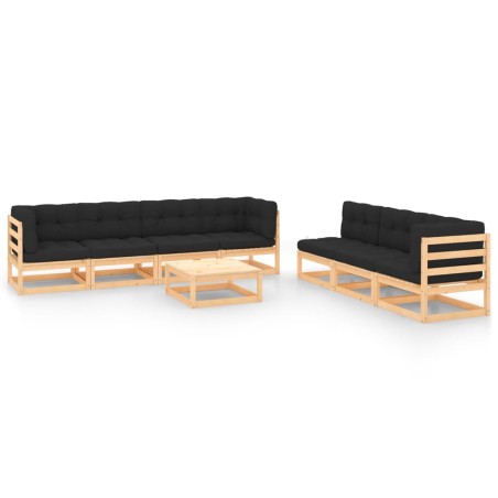 vidaXL 8-tlg. Garten-Lounge-Set mit Kissen Massivholz Kiefer