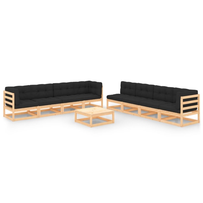vidaXL 9-tlg. Garten-Lounge-Set mit Kissen Massivholz Kiefer vidaXL 9-tlg. Garten-Lounge-Set mit Kissen Massivholz Kiefer