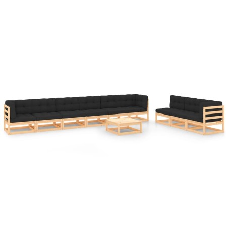 vidaXL 10-tlg. Garten-Lounge-Set mit Kissen Massivholz Kiefer