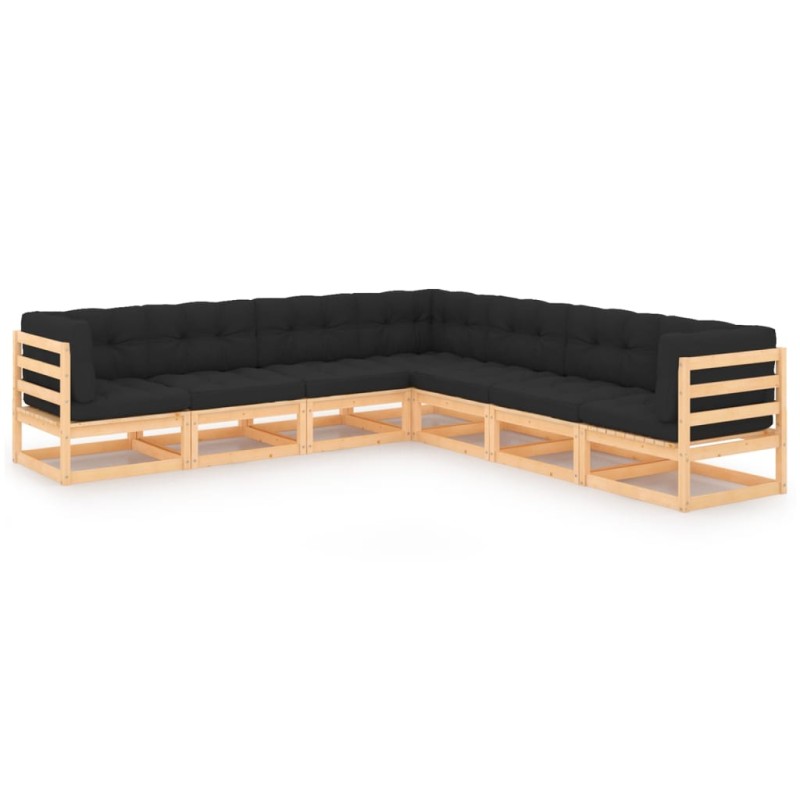 vidaXL 7-tlg. Garten-Lounge-Set mit Kissen Kiefer Massivholz vidaXL 7-tlg. Garten-Lounge-Set mit Kissen Kiefer Massivholz